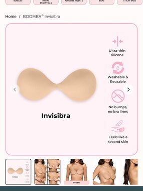 Boomba Invisibra Adhesive Silicone Push-Up Bra - Sand